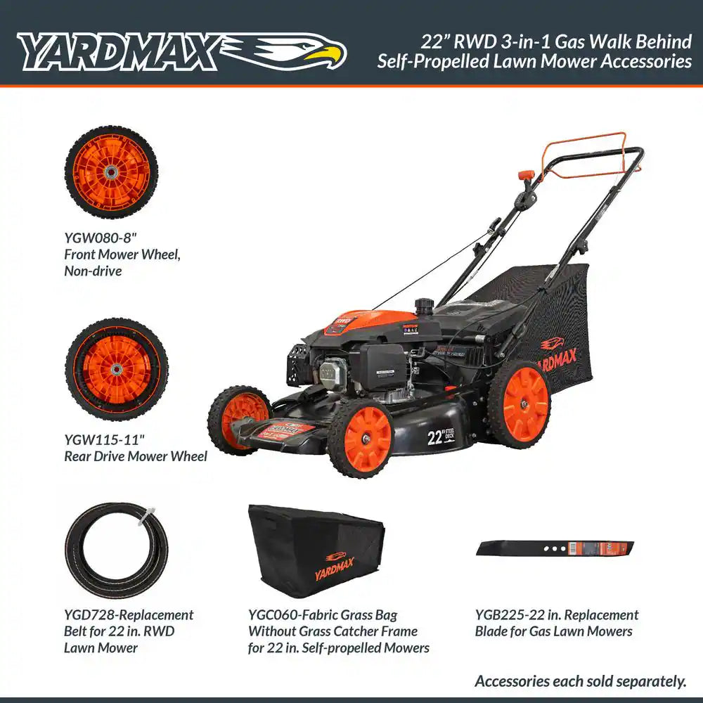22 In. 201 Cc SELECT PACE 6 Speed CVT High Wheel RWD 3-In-1 Gas Walk behind Self Propelled Lawn Mower