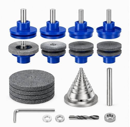 Universal Lawn Mower Blade Sharpener & Balancer Kit for Power Drills
