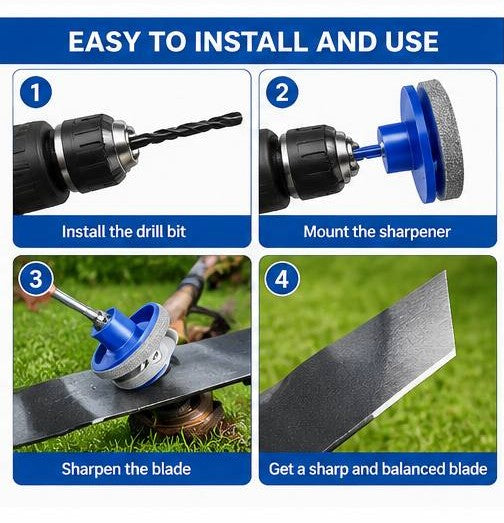 Universal Lawn Mower Blade Sharpener & Balancer Kit for Power Drills