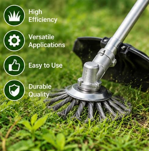 Universal 8-Inch Steel Wire Grass Trimmer Head with Adapter Attachment Kit