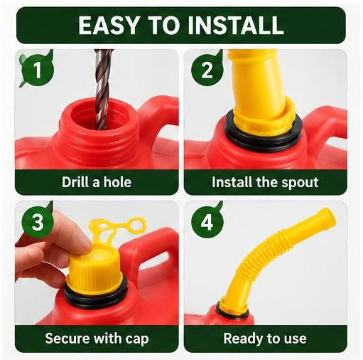 Universal Flexible Gas Can Spout Replacement Kit with Vent Caps & Gaskets
